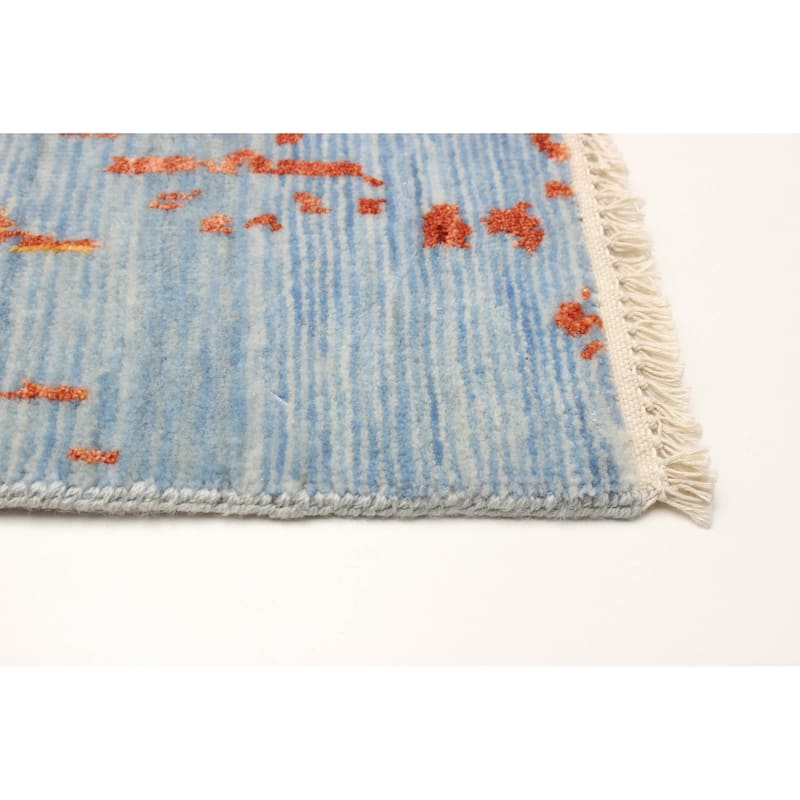 ECARPETGALLERY Hand-knotted Heritage Light Blue Silk, Wool Rug - 2' 6" x 12' 1"