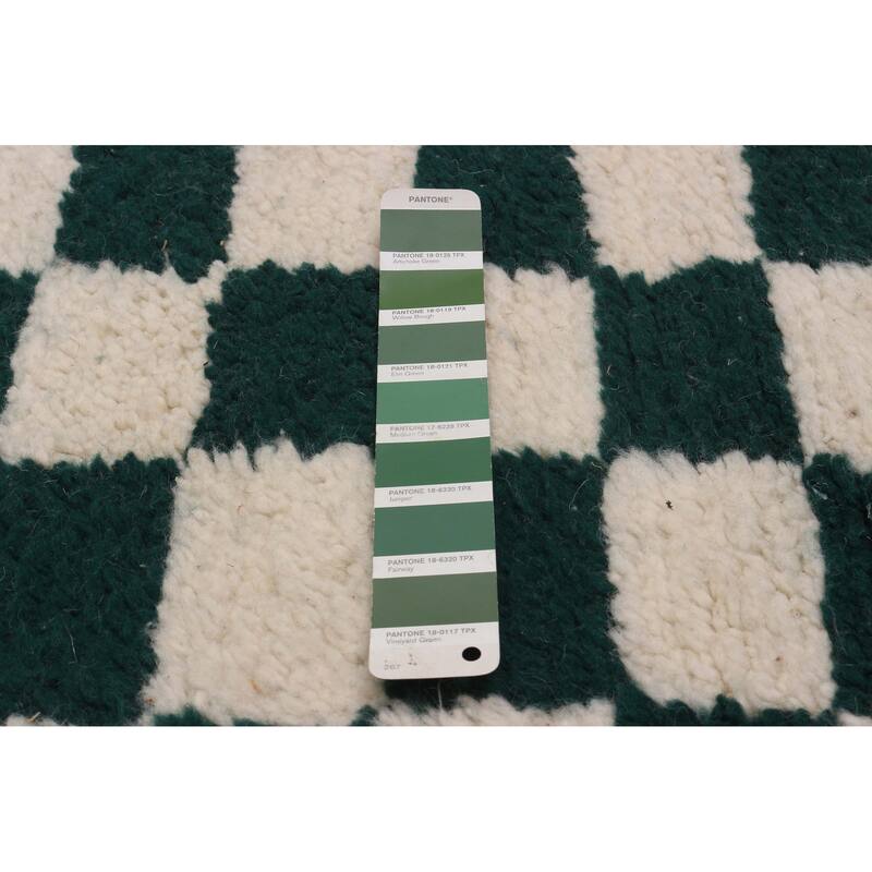 ECARPETGALLERY Hand-knotted Beni Ourain Green, Ivory Wool Rug - 5'8 x 7'9