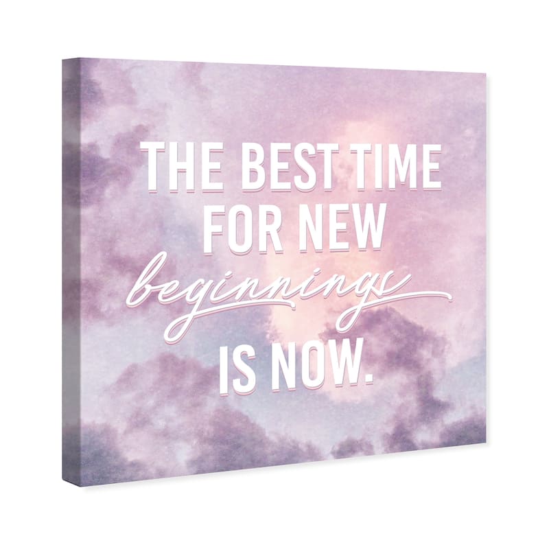 Wynwood Studio Prints Typography and Quotes New Beginnings Purple and Transitional Wall Art Canvas Print