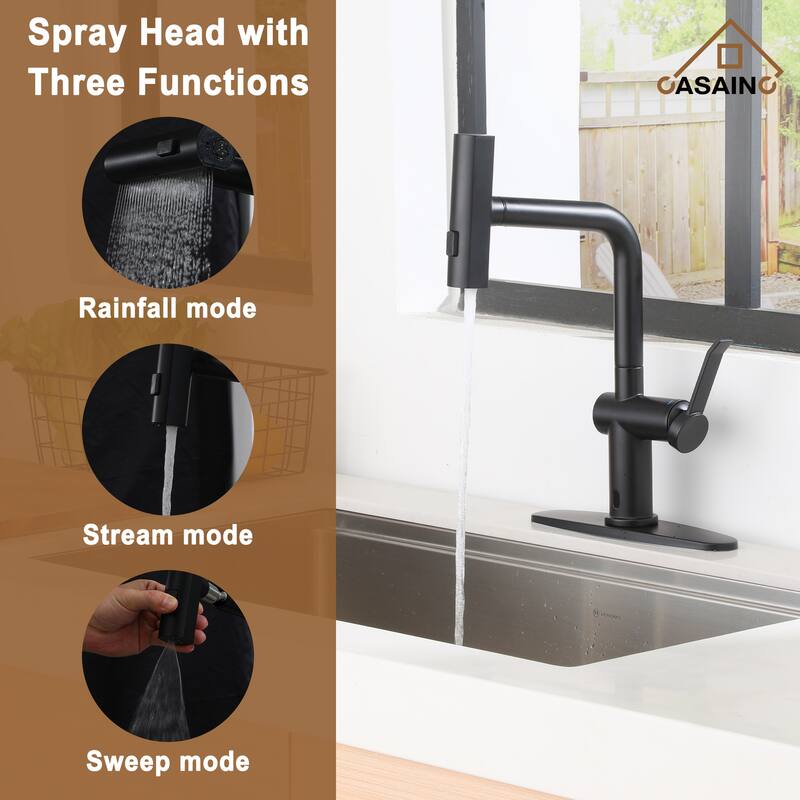 Single Handle Pull Down Sprayer Kitchen Faucet with Motion Sense Wave, Power Boost