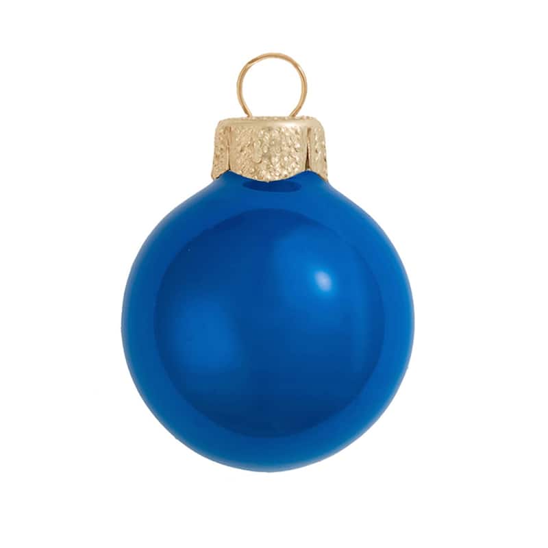 Large Pearl Finish Glass Christmas Ball Ornaments - 6" (150mm) - Blue Cobalt -2ct