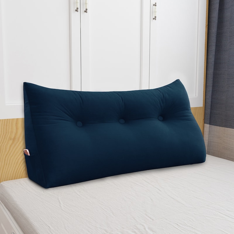 WOWMAX Large Bed Rest Wedge Reading Pillow Back Support Headboard Cushion - Twin - Navy