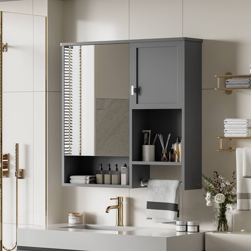 29" x 28" Modern Wall Mounted Bathroom Medicine Cabinet, Bathroom Wall Storage Cabinet with Mirror, Over the Toilet