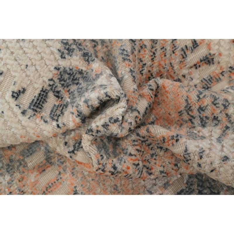 Hand Knotted Oriental Viscose Silk Carpet Modern Abstract Multi-Colored Abstract Area Rug - 8' 0'' X 6' 4''