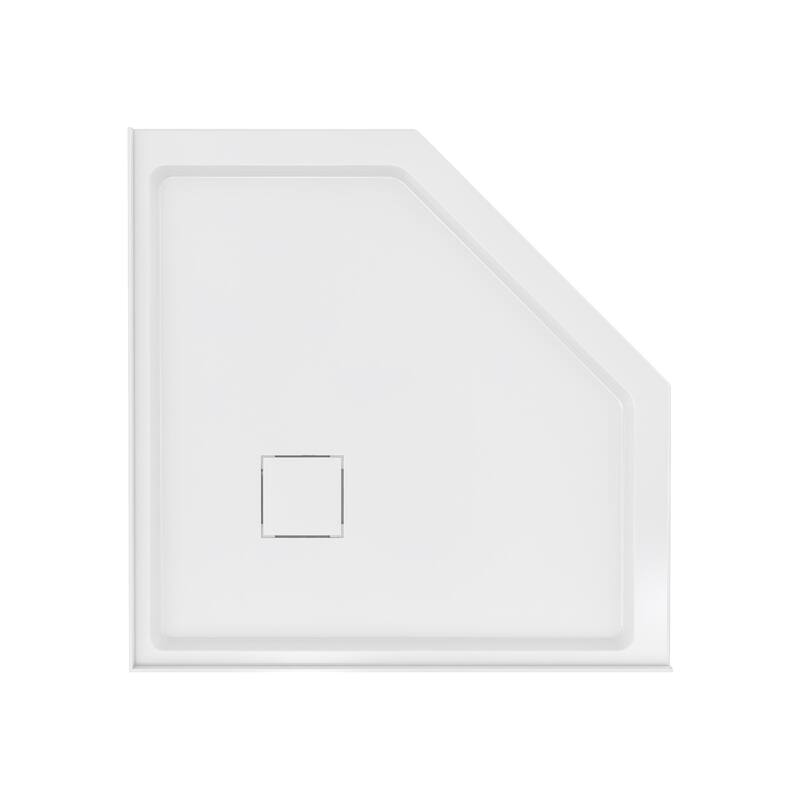Marquette 38" X 38" Neo-Angle Double-Threshold Shower Pan Base With Center Drain In Glossy White - 38 x 38