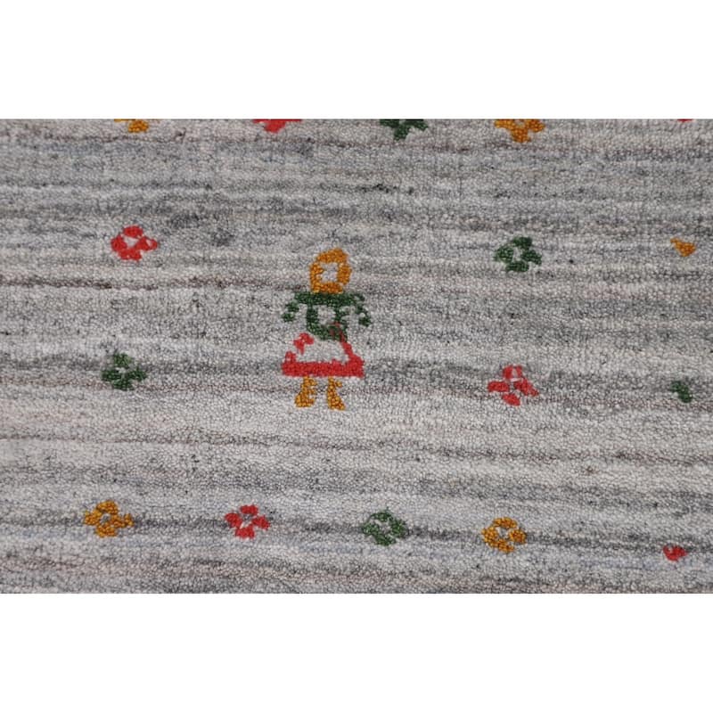 Striped Gabbeh Indian Area Rug Handmade Wool Carpet - 9'3" x 11'8"