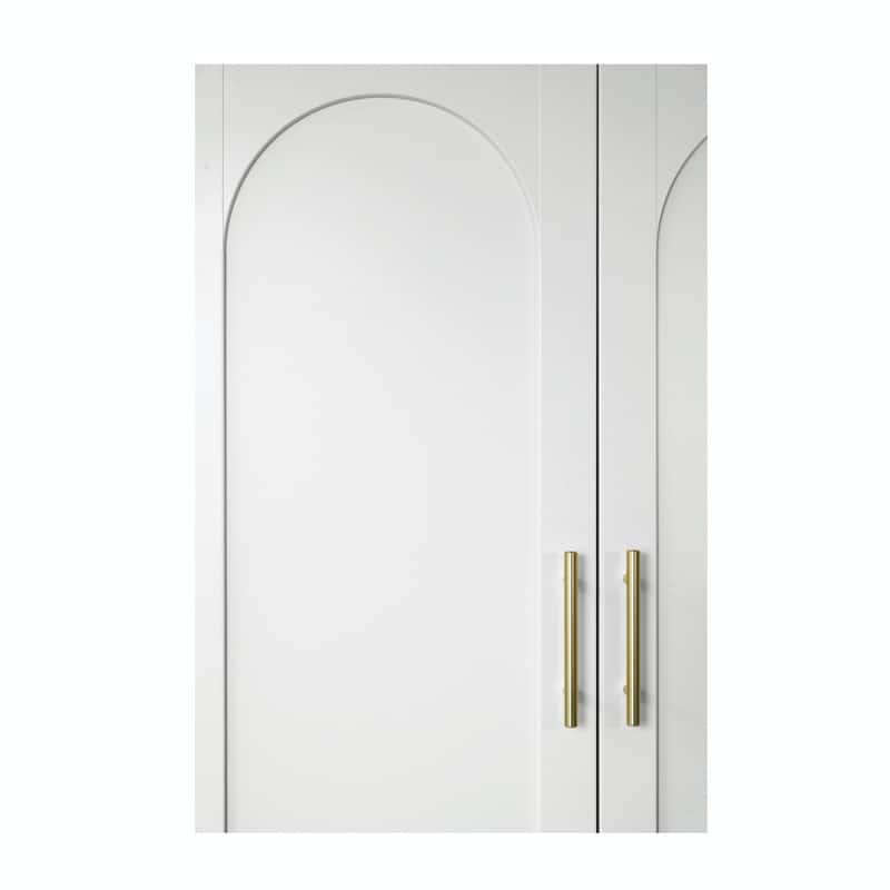 60" Tall Metal Wardrobe Cabinet - 2-Door Closet with Hanging Rod, Shelf, and Drawer