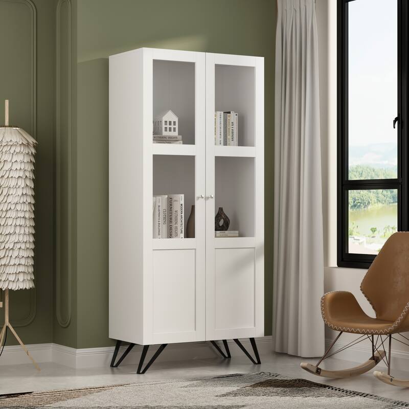 Kitchen Pantry Cupboard, Rustic Freestanding Storage Cabinet Acrylic