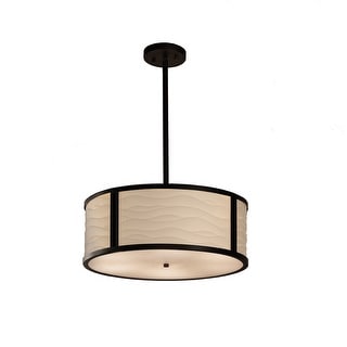 Justice Design Porcelina Tribeca 3-light Matte Black Pendant, Waves Shade