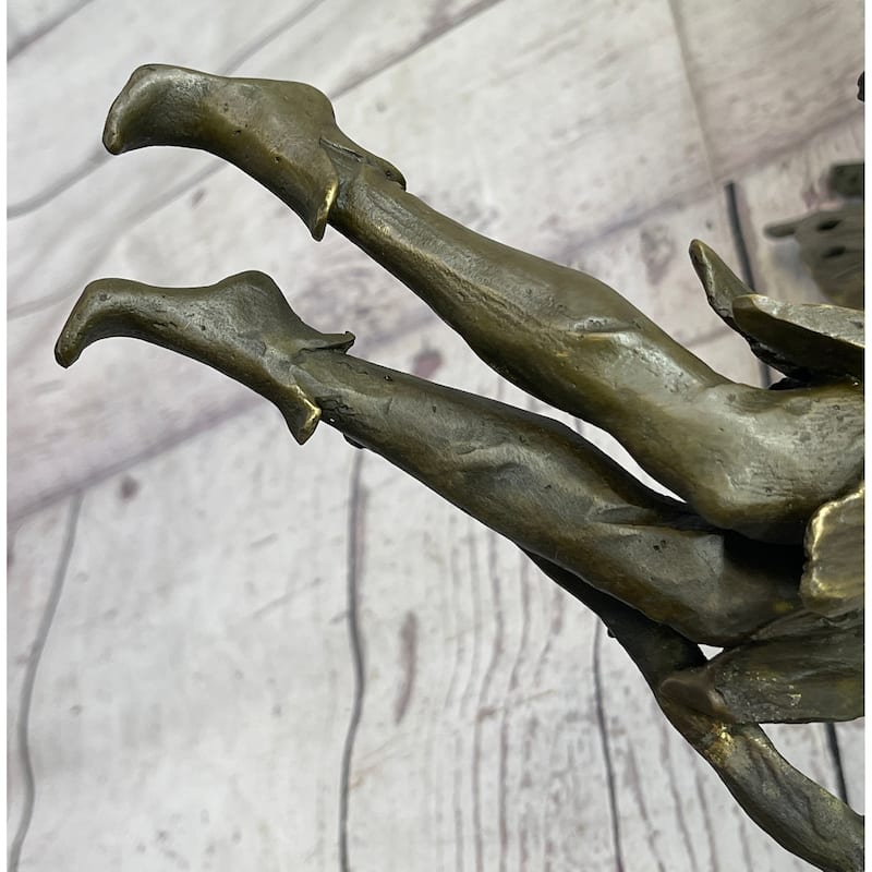 Flying Angel Fairy Bronze Figure Figurine Statue Sculpture Marble Base Original Art 16 Inches X 13 Inches