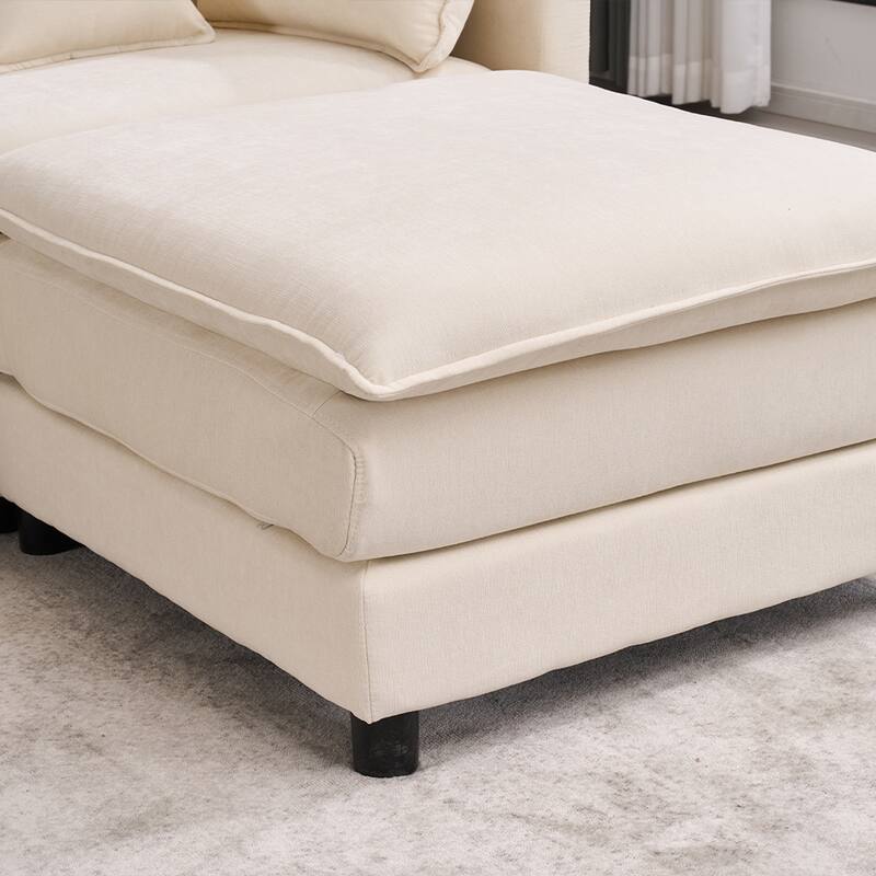 131.89" Chenille U-Shaped Sectional Sofa Bed with Sleeper & Iron Frame Support