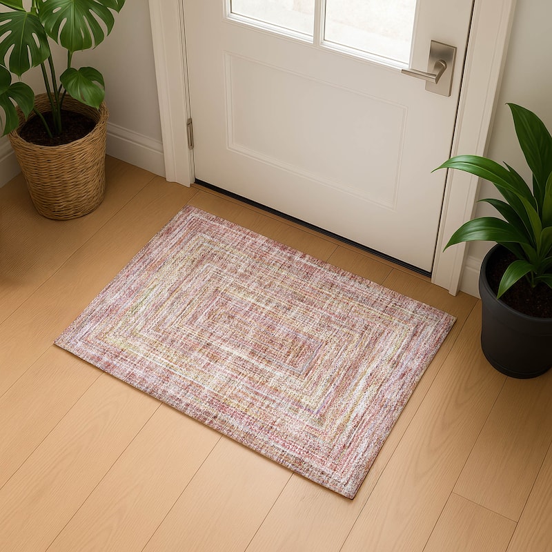 Premium Washable Super Soft Modern Dimensions Mayfield Rug - Paprika - 1'8" x 2'6"