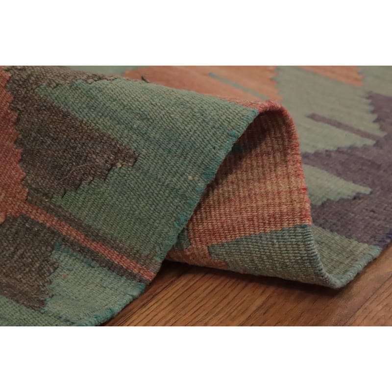 Hand Woven Oriental 100% Wool Carpet Southwestern Tribal Multi-Colored Kilim Area Rug - 7' 1'' X 5' 9''