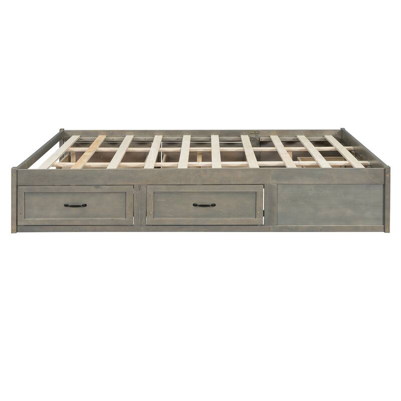 Queen Size Platform Bed with 6 Storage Drawers