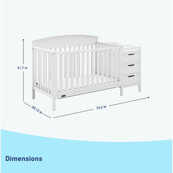 dimension image slide 2 of 4, Graco Benton 4-in-1 Convertible Crib and Changer – GREENGUARD Gold Certified, Crib and Changing Table Combo