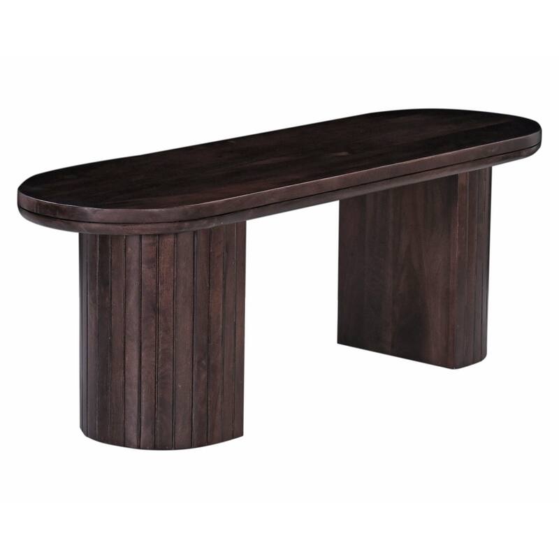 Stearns & Foster Geneva 70 in. Brown Solid Wood Oval Dining Bench - Single - Dark Brown - Short