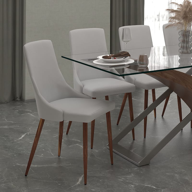 Mid-Century Faux Leather and Metal Dining Chair, Set of 4
