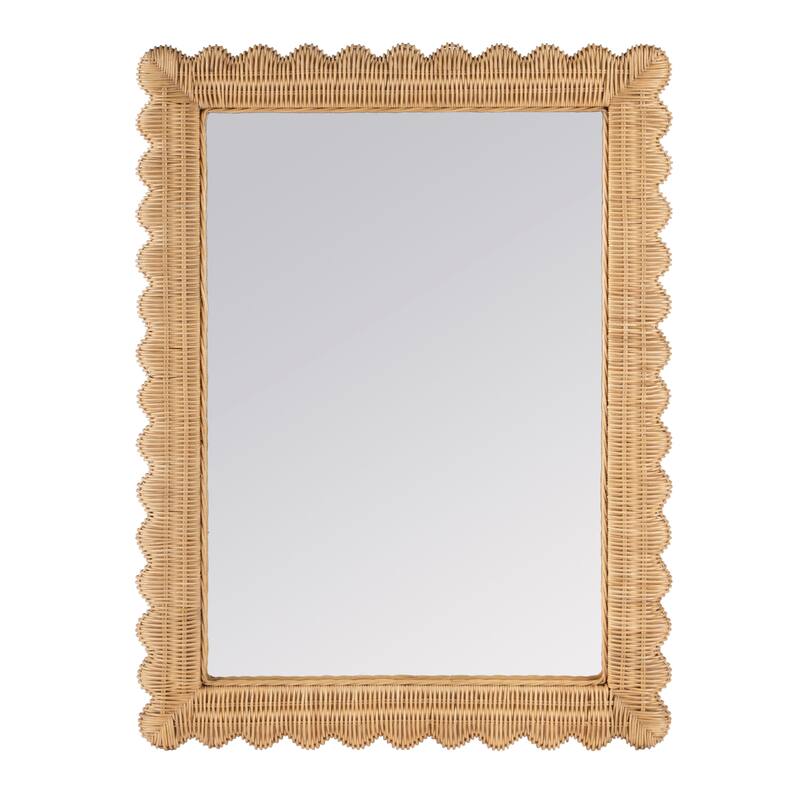 Flora Rattan Scalloped Wall Mirror - Natural Rattan - Natural Rattan