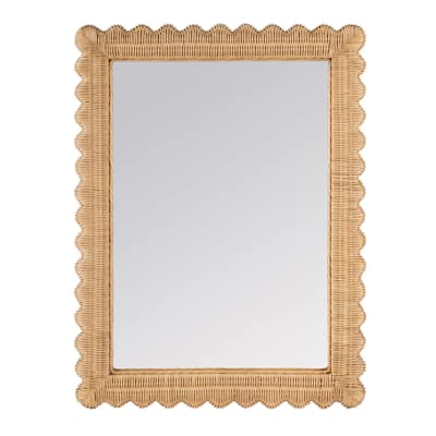 Flora Rattan Scalloped Wall Mirror - Natural Rattan