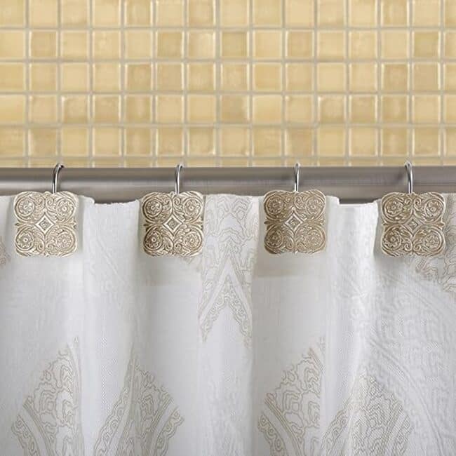 Creative Scents Victoria Beige Shower Curtain Hooks - Set of 12