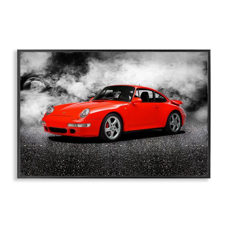 Stupell Bold Red Sports Car Framed Giclee Art Design By Mark Rogan - 24 x 16 - Black