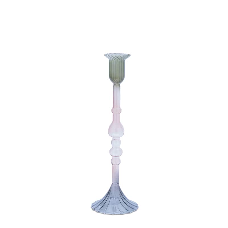 Multicolored Glass Taper Candle Holder (Set of 3)