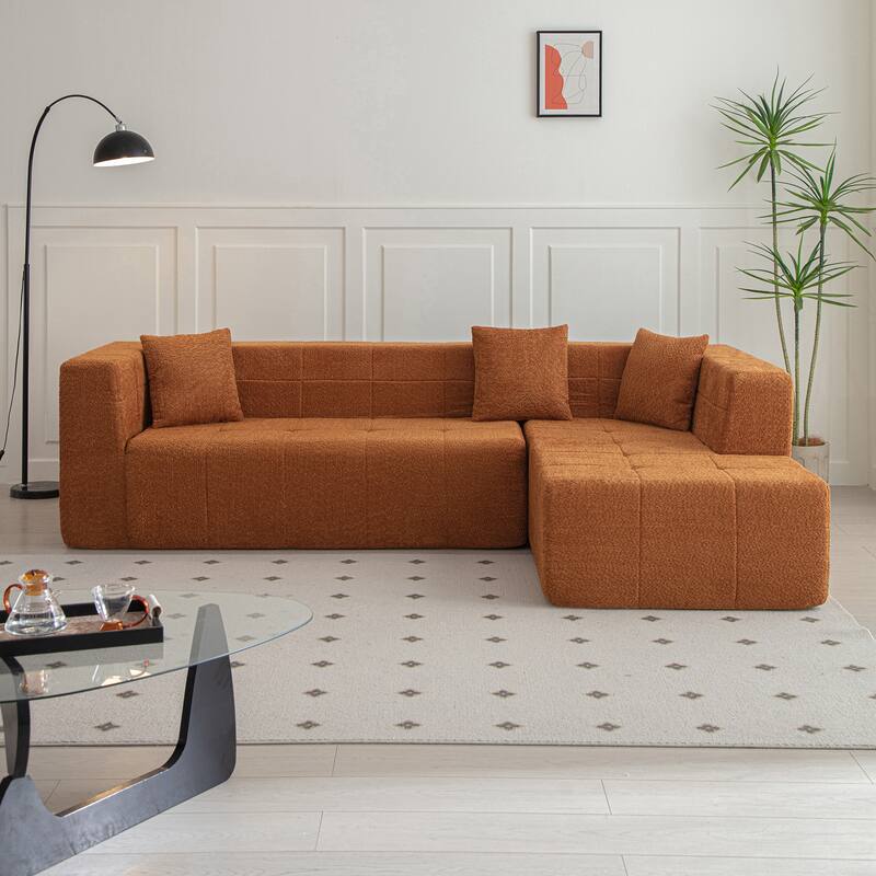 105.5" Polyester L-Shaped Modular Sectional Sofa with Chaise & Tufted Design