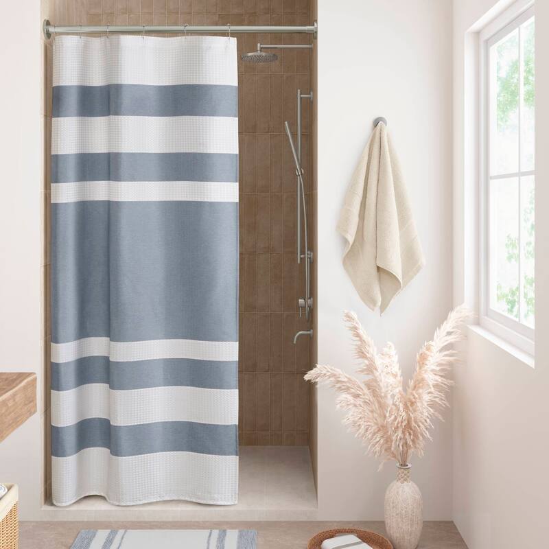 Madison Park Spa Waffle Shower Curtain with 3M Treatment