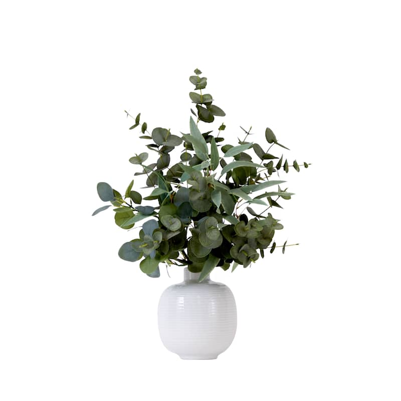 24" Artificial Eucalyptus Leaves Arrangement with Ceramic Planter
