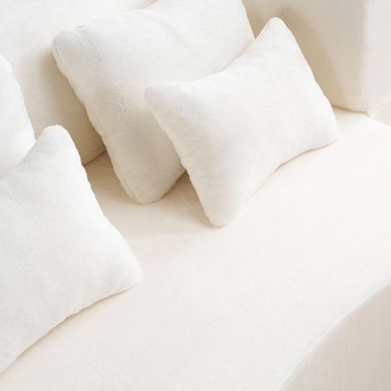 Queen Size Modern White Floor Sofa with 4 Pillows Required