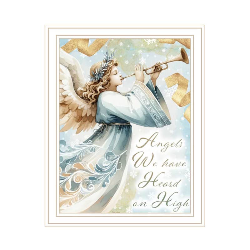 2-Piece Framed Wall Art Set - Angels We Have Heard on High, White Frame