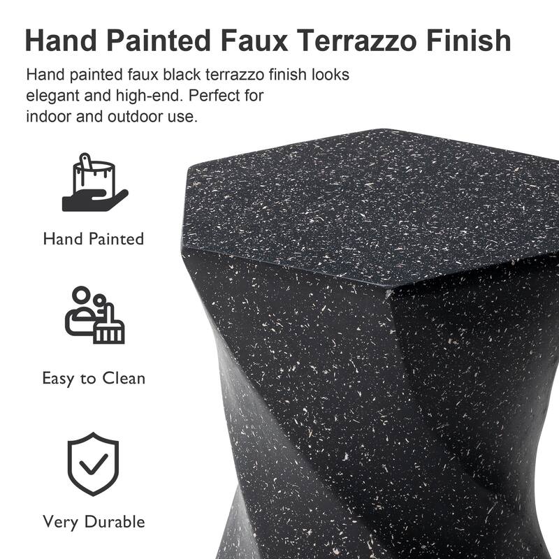 Glitzhome 17.75"H MGO Twist-Style Faux Terrazzo Garden Stool