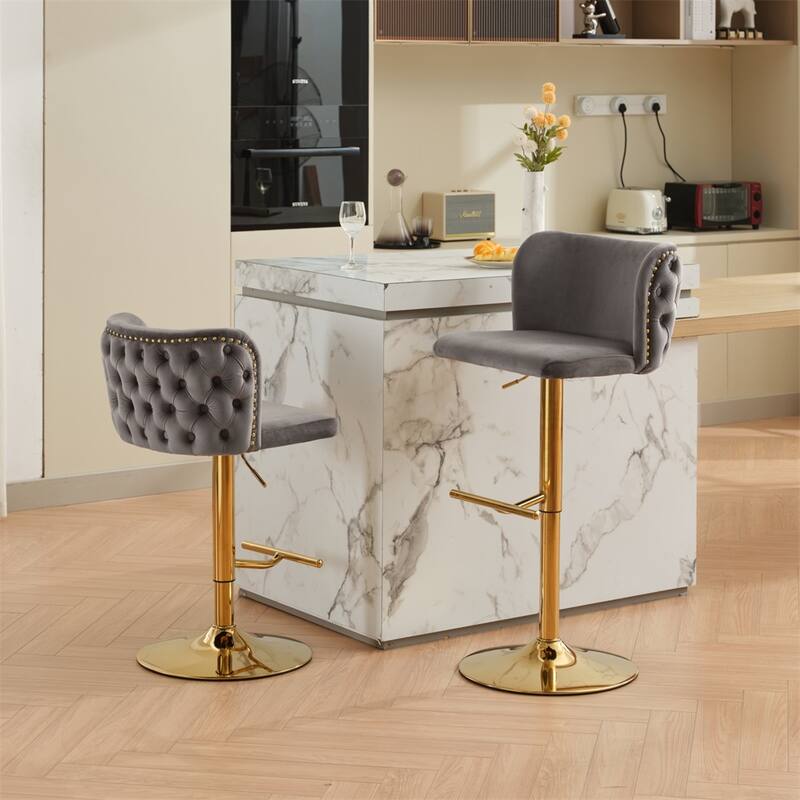 Swivel Barstools Adjusatble Seat Height,Upholstered Bar Stools 2PCS