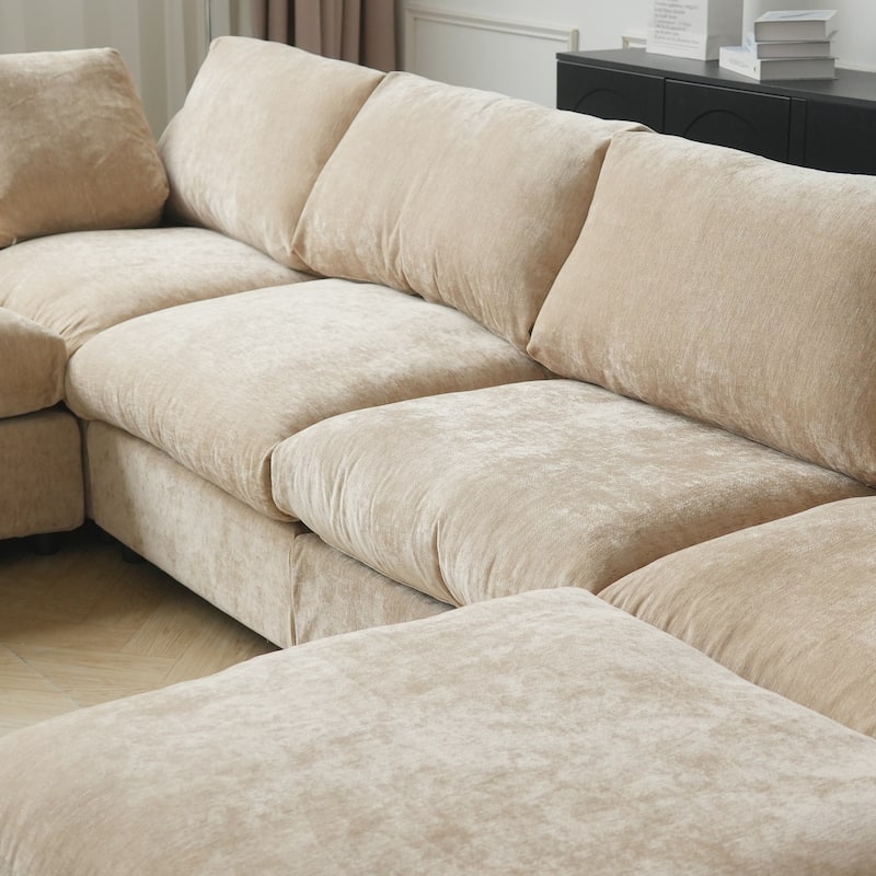 Modern Cloud Sectional Couches for Living Room Set, Chenille U-shaped Sofa Couch