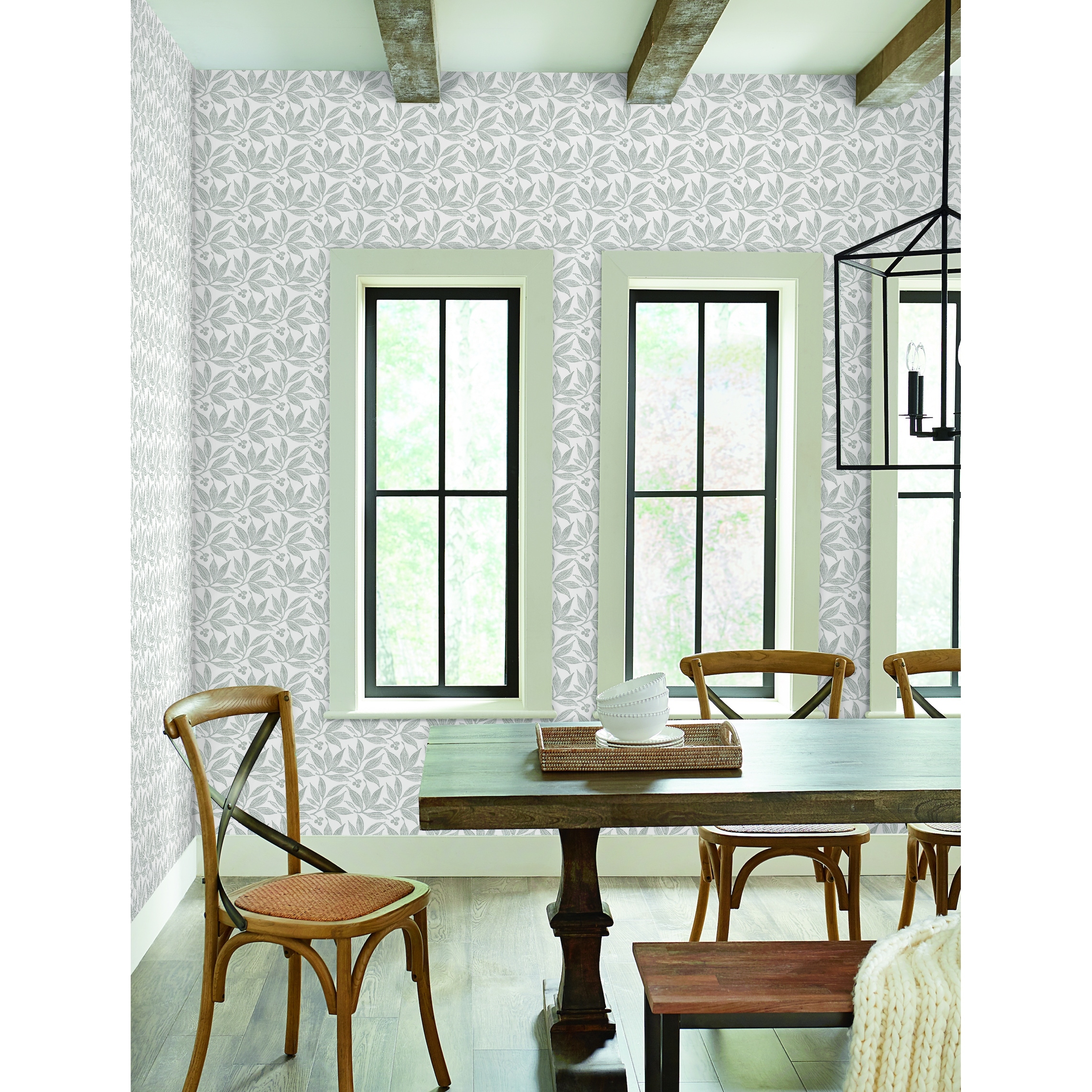 Maywood Chokeberry Block Print Linen White Wallpaper On Sale Overstock 31592937 In this space designed by but the dining room still feels timeless, thanks to the linen slipcover chairs and reclaimed wood table. overstock com