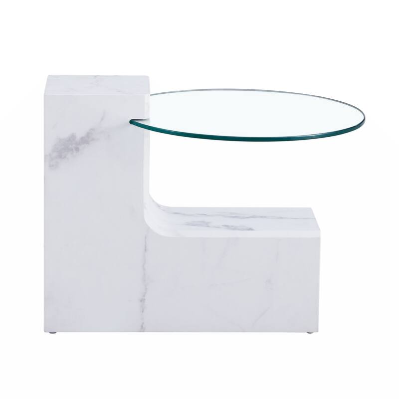 A modern, fashionable, and durable marble textured MDF coffee table with a side table