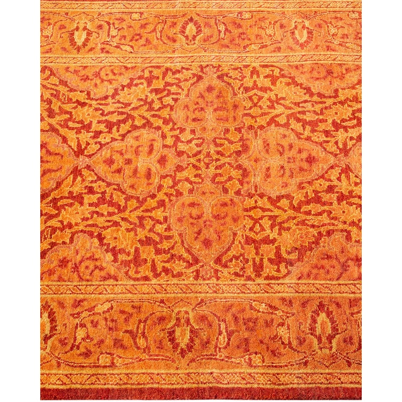 Overton Hand Knotted Wool Traditional Oriental Orange Runner