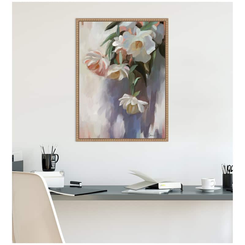 Kate and Laurel Sylvie Dangle Thumb Pastel Flower Bouquet Framed Canvas by Mary Sparrow