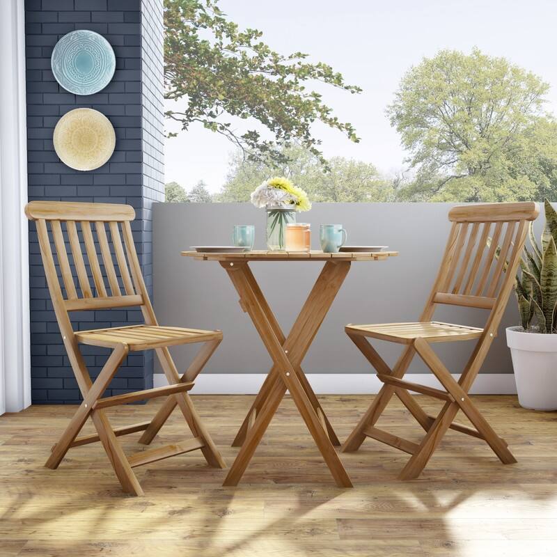 Linon Catalan Three-Piece Cafe Teak Set
