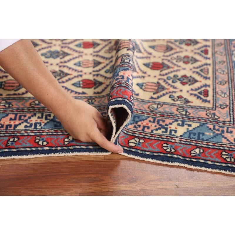 Hand Knotted Oriental 100% Wool Carpet Traditional All-Over Beige & Ivories Kazak Area Rug - 5' 2'' X 3' 5''