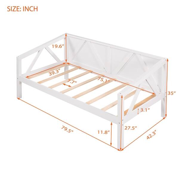 Kids Bed Twin size Daybed Wood Slat Support for Kids Bedroom White