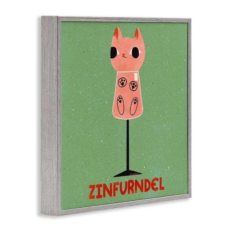 Stupell Zinfurndel Feline Wine Framed Giclee Art Design By Carrie Cantwell