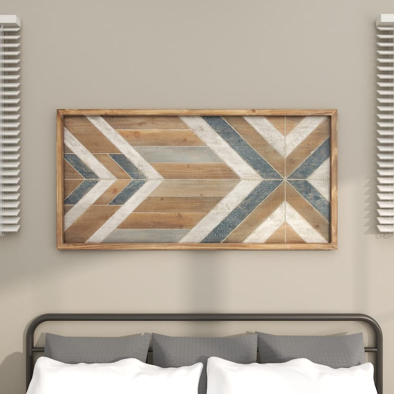Multi Colored Wooden Handmade Southwestern Geometric Home Wall Decor