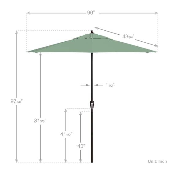 dimension image slide 11 of 20, North Bend7.5 Foot Crank Lift Auto Tilt Patio Umbrella Outdoor Rated Acrylic Fabric by Havenside Home