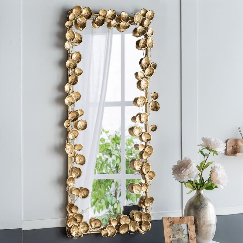 61" x 31" Full Length Mirror with Golden Leaf Accents