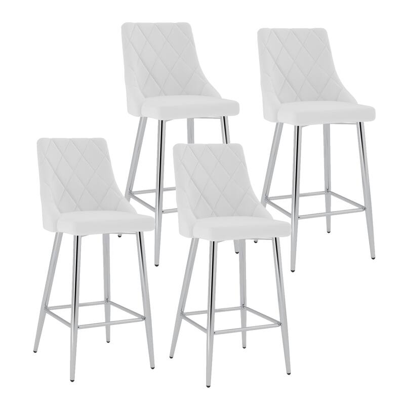 Contemporary Faux Leather and Metal 26" Counter Stool, Set of 4