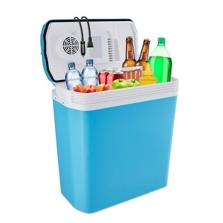 Ivation Electric Cooler & Warmer, 24L Portable Thermoelectric 12 Volt Cooler with Handle - Aqua Blue