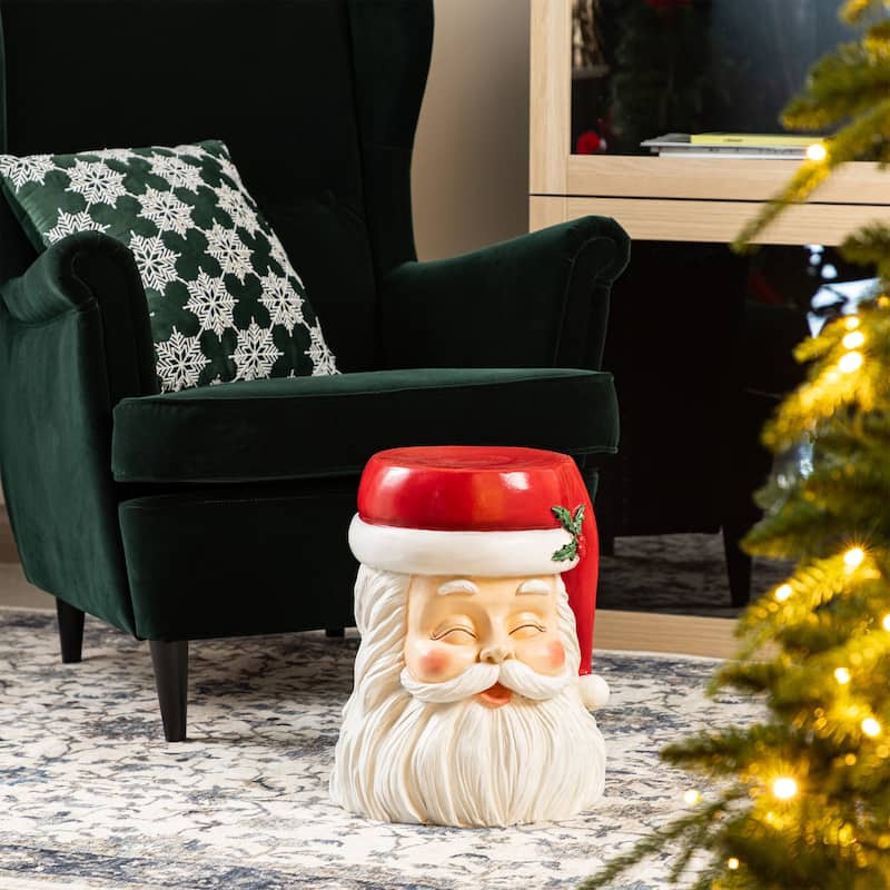 Glitzhome Christmas MGO Santa Snowman Home Stools or Accent Side Table