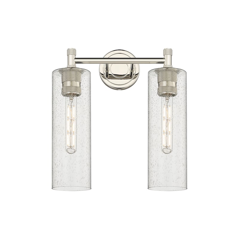 Innovations Lighting Crown Point - 2 Light 12" Wall-Mounted Bath Vanity Light - Polished Nickel/Seedy