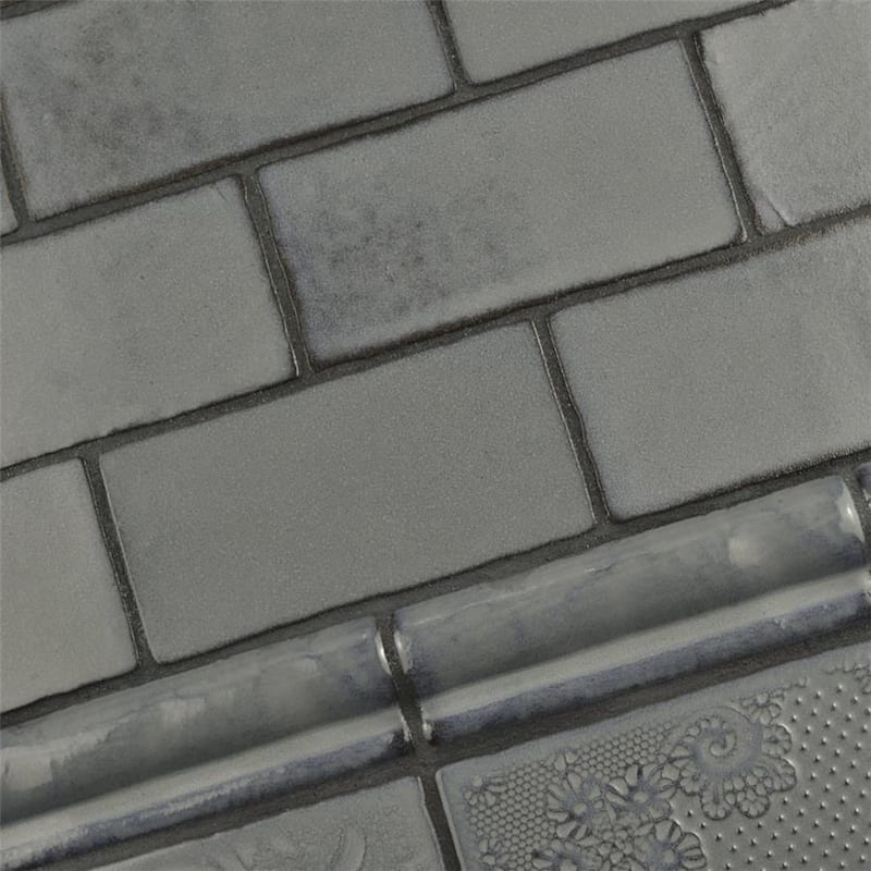 Merola Tile Antic Special Moldura Griggio 2" x 6" Ceramic Wall Trim - (1 Tile)